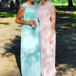 David’s bridal long lace bridesmaid dress